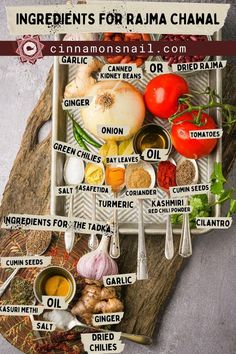 ingredients for raw chawa on a cutting board with text overlaying the image