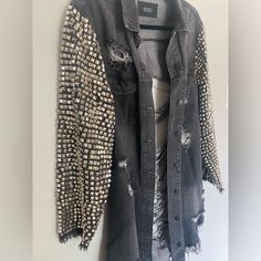 Nwot! Akira Denim Jacket, So Fun! Never Worn, No Flaws. $60 Obo:) Edgy Ripped Winter Outerwear, Denim Outerwear For Night Out In Fall, Jean Jackets, Jean Coat, Jean Jacket, Black Gray, Denim Jacket, Black And Grey, Jackets & Coats