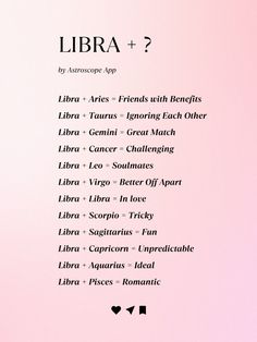 an image of a pink background with the words libra and other things on it