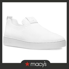 in stock Comfortable White Slip-on Sneakers With Rubber Waffle Outsoles, Michael Kors Sporty Sneakers For Spring, Michael Kors Slip-on Sneakers For Spring, Comfortable Low-top Knit Sneakers, Comfortable Knit Low-top Sneakers, Michael Kors White Slip-on Sneakers, Michael Kors Slip-on Synthetic Sneakers, Michael Kors Slip-on Sneakers With Cushioned Footbed, Michael Kors Casual Sneakers With Rubber Sole