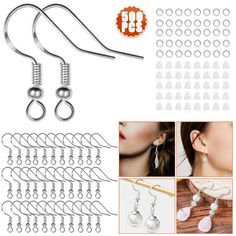 several different types of earrings and hooks