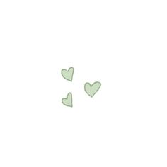 three green hearts on a white background