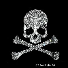 the skull and crossbones are made up of small white dots on black background