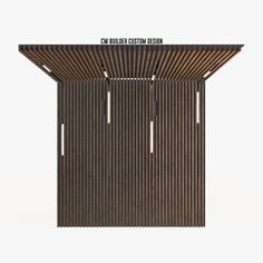 a wooden structure with vertical slats on the sides and an inscription that reads, low building design museum