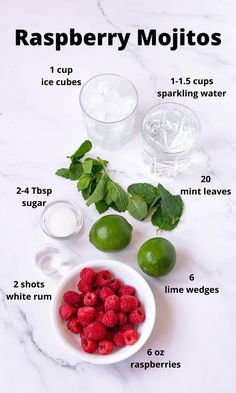 raspberry mojitos recipe with ingredients