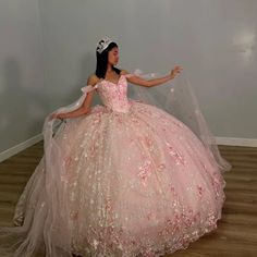 Pink Sparkly Crystal Appliques 3DFlower Quinceanera Dresses Ball Gown Sleeveless Beading Ruffles Corset For Sweet 15 Girls Quinceanera Theme, 15 Girls, Pink Quinceanera, Quinceanera Themes Dresses, Flora Dress, Modest Prom, Dresses Ball Gown, Plus Size Prom, Wedding Dresses With Flowers