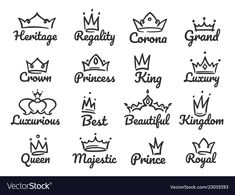 six different logos for crowns and princesses