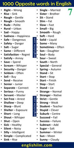 a list of words that are in english with the names and numbers below it,