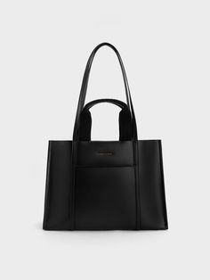 Black Shalia Tote Bag - CHARLES & KEITH US Charles And Keith Bags, University Bag, Uni Bag, Outfit Gym, Laptop Tote, Work Tote, Gym Clothes, Charles Keith, Work Bag