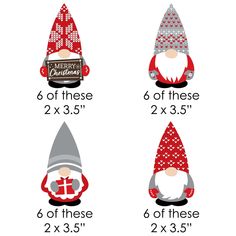 christmas gnomes with different hats and numbers for each individual to use in this project