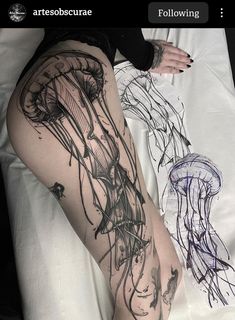 thigh tattoo Tattoo by  Trevion Cloud Gotik Tattoo, Sharpie Tattoos, Tasteful Tattoos, Black Ink Tattoos