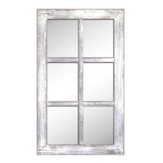 24x40 Windowpane Mirror - White Rustic Farmhouse Bathroom Ideas, Windowpane Mirror, Rustic Window Frame, Window Frame Mirror, Window Pane Mirror, Farmhouse Wall Mirrors, Wooden Window Frames, White Wood Wall, Hallway Mirror