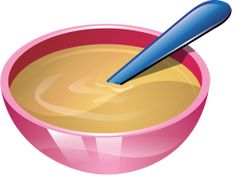 a bowl of peanut butter with a blue spoon in it