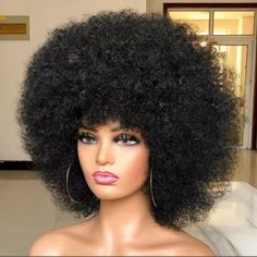 Big And Beautiful Adjustable Strap For Comfortable Wear Please Ask Questions Hairstyles 50s, Short Afro Wigs, Black Women Afro, Bangs For Black Women, Short Curly Afro, Women Afro, Curly Afro Wig, Big Afro, Afro Wig