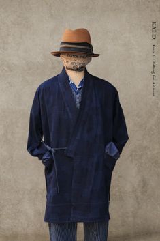 *** NO RETURN NO EXCHANGE FOR THIS COAT Shorter version of the winter japanese farmer coat. Made in deep indigo with patchwork weave. Stone washed to reveal the patchwork weave. Inside sleeve trimmed in Italian linen plaid. Inside bottom trimmed with vintage textile. * Please note each piece will have slight variation of vintage textile inside bottom hem. Size small: If you wear Kai D. small and medium, this size is for you. Size medium: if you wear Kai D. large and XL, this size is for you. The Indigo Cotton Patchwork Outerwear, Indigo Cotton Outerwear With Natural Dye, Blue Long Sleeve Outerwear With Natural Dye, Blue Outerwear With Natural Dye, Deep Indigo, Indigo Fabric, Vintage Textile, Vintage Indigo, Dark Indigo