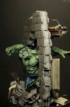 the incredible hulk statue is made out of bricks