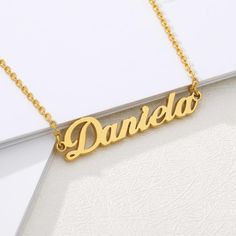 Elegant Gold Necklaces With Letter Print, Elegant Gold Necklace With Letter Print, Customized Letter Necklaces, Trendy Personalized Name Necklace For Mother's Day, Classic Customized Name Necklace For Mother's Day, Customized Classic Name Necklace For Mother's Day, Letter Print Nameplate Necklace As Gift, Letter Print Nameplate Necklace For Gift, Letter Shape Initials Name Necklace