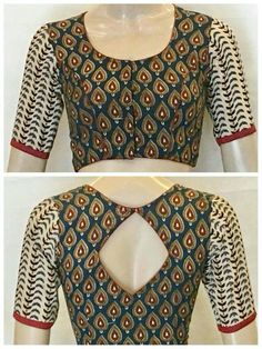 Blouses Back Neck Designs, Kalamkari Blouse Designs Latest, Kalamkari Blouse Designs, Neck Blouse Designs, Blouse Designs High Neck, Boat Neck Blouse Design, Cotton Blouse Design, Latest Blouse Designs Pattern, New Saree Blouse Designs