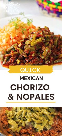 mexican chorizo and nopales with text overlay