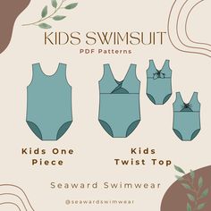 Kids One Piece Swimsuit Tie/Knot/Twist Top - Isee fabric Kids One Piece, Swimsuit Pattern Sewing, Swimwear Pattern, Childrens Sewing Patterns, Sewing Courses, Swimsuit Pattern, Knit Fabrics, 1 Piece Swimsuit, Twist Top