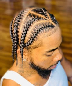 Men Side Braids Hairstyles, Feed In Braids Men, Freestyle Stitch Braids Men, Simple Braid Styles For Men, Hair Braiding Styles For Men, Men Feed In Braids, 4 Straight Back Braids Men, Braid Styles For Men With Fade Short Hair