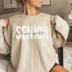 Senior Custom Shirts, Senior Stuff High Schools, Cute Senior Shirts, Last Year Of High School, Senior Class Of 2023, Class Tshirts, 2023 Sweater