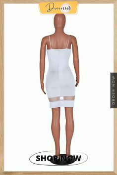 Low Cut Mesh Patchwork Night Party Slip Dresses White Mesh Mini Dress For Parties, White Mesh Mini Length Dress For Party, White Mini Mesh Dress For Party, White Sleeveless Mesh Dress For Night Out, White Sheer Bodycon Dress For Party, Summer Sheer Dresses For Night, Sheer Summer Night Dresses, White Mini Mesh Dress For Night Out, White Mesh Dress For Summer Night Out