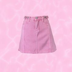 High Waist Pink Mini Skirt With Pockets, Trendy Pink Denim Skirt, Pink Mini Skirt With Pockets For Spring, Pink Denim Mini Skirt For Summer, Spring Pink Mini Skirt With Pockets, Trendy Pink Mini Skirt, Y2k Style Cotton Mini Skirt, Trendy High-waist Pink Mini Skirt, Y2k Style Mini Cotton Skirt