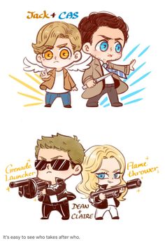 Family Photo Cartoon, Supernatural Chibi, Supernatural Fanfiction, Supernatural Cartoon