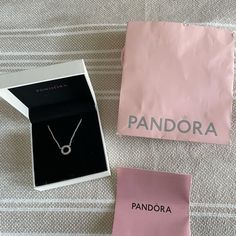 Silver, Cubic Zirconia, Never Worn. Pandora Pave, Jewelry Pandora, Pandora Necklace, 14th Birthday, Circle Necklace, Pandora Jewelry, Christmas Wishlist, Womens Jewelry Necklace, Cubic Zirconia