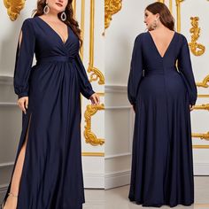 With A Perfect Combination Of Glam And Comfort, This Dress Is Sure To Make You Happy. Plus, The Luxurious Design Means That They’ll Still Be Able To Wear It For Other Special Occasions. Get Ready For The Best Day Of Your Life With This Stunning Dress! -Evening -Cozy -High Split - Stretchy - High Split - Navy Questions? Leave A Comment Below! Plus Size Evening Gown Special Occasions, Plus Size Elegant Dresses Classy, Plus Size Formal Dress, Plum Bridesmaid Dresses, Strapless Wedding Gown, Petite Wedding Dress, Navy Blue Prom Dresses, Dusty Rose Bridesmaid Dresses, Xscape Dresses