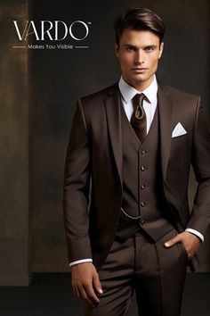 >>ORIGINAL ARTWORK AND CONTENT, PLEASE DO NOT COPY<< Dark Brown three piece tuxedo wedding suits for men - bespoke wedding suit - formal fashion suit- groomsmen suits This Suit or any other part Will Be Handcrafted After You will place the order Elevate your wardrobe with our Dark Brown Men's Three-Piece Suit. Tailored to perfection, this suit embodies the fusion of elegance and sophistication. Whether for business events or special occasions, it's crafted to ensure you leave an impression. The deep, rich brown hue brings out a timeless charm, combined with a modern fit that complements every silhouette. This is not just attire, but an emblem of grace, versatility, and style. Invest in a classic. Your impeccable taste awaits. #MensFashion #BrownSuit #ElegantStyle #BusinessReady #SpecialOcc Dark Brown Tuxedo Wedding, Dark Brown Groomsmen Suits, Dark Brown Suit Wedding, Dark Brown Suit Men Wedding, Dark Brown Suit Men, Dark Brown Wedding Theme, Dark Brown Tuxedo, Wedding Suit Brown, Vardo Suits