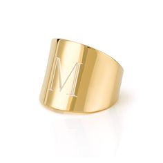 A great statement piece, the LANA CIGAR SIGNET RING measures 17mm in height. If you are between sizes we recommend sizing up for this style. For monograms enter initials as follows: First Initial, Last Initial, Middle Initial (Jane Olivia Smith should be written as JSO) The S will appear in the center slightly enlarged. Custom ring sizes are only available in the 14K versions. 14K White Gold and 18K Yellow Gold are available upon custom request. Due to its personalized nature, please allow 2-3 w Pinky Rings For Women, Mirror Ring, Wide Gold Ring, Mom Ring, Baguette Diamond Rings, Monogram Jewelry, Gems Jewelry, Love Ring, Signet Ring