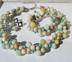 Amazonite jewelry set, stunning gemstone jewelry, amazonite chunky necklace, bracelet, earrings, unique jewelry, handmade jewelry by CyShellBridal on Etsy Amazonite Jewelry, Earrings Unique, Chunky Necklace, Jewelry Handmade, Cyprus, Necklace Bracelet, Jewelry Set, Jewelry Sets