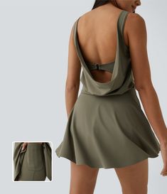 Women’s Draped Backless G-Hook 2-in-1 Side Pocket Mini Dance Active Dress - Halara Halara Dress, Modern Dance Dresses, 2024 Lookbook, Workout Dress, Active Wear Dresses, Active Dress, Present Christmas, Dress Backless, Bleach Wash