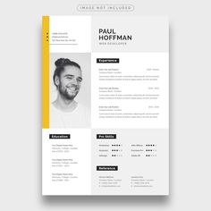 a modern resume template with yellow accents