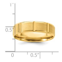 Made from 14k yellow gold. Weighs between approximately 4.66 and 5.94 grams (depending on ring size). Features - Solid - 14k Yellow gold - Comfort fit - Polished & satin - Beveled Edge - Grooved Product Specifications - Material : Primary - Purity : 14K - Finish : Polished & Brushed - Material : Primary : Gold - Ring Fit : Comfort - Product Type : Jewelry - Jewelry Type : Rings - Material : Primary - Color : Yellow - Ring Type : Wedding Bands Yellow Ring, Yellow Rings, Gold Light, Magnetic Bracelet, Ring Fit, Types Of Rings, Beveled Edge, Band Ring, Primary Color