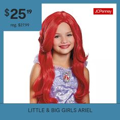 Ariel deluxe child wig.Character: Disney Princess, the Little Mermaid, ArielBase Material: 100% Synthetic HairCare: Hand WashCountry of Origin: Imported Mermaid Wig, Character Disney, Little Mermaid Costume, Wig Costume, Princess Ariel, Mermaid Costume, Little Mermaid, The Little Mermaid, Ariel