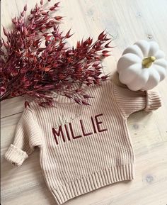 Personalised embroidered kids knitwear. For custome requests don't hesitate to message Knit Sweater With Name, Name Stitched Sweater, Baby Name Sweater, Name Sweater Baby, Embroidered Name Sweater, Embroidered Baby Name Sweater, Personalized Embroidered, Knitting For Kids, Knit Jumper