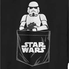 a black shirt with a star wars character in the pocket