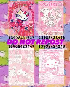 hello kitty wallpapers with the words do not repost in different colors and sizes