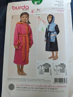 a child's robe and hoodie sewing pattern from burda kids