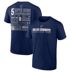 Item #: 200210019 The Dallas Cowboys 5 Super Bowl Championship Short Sleeve T-Shirt is a basic fit crew neck tee with screen print graphic on cotton fabric. FEATURES & DETAILS____________________________ - Men's short sleeve shirt- Screen print Cowboys graphic on front & back- Officially licensed NFL product FABRIC & CARE____________________________ - 100% Cotton- Machine wash cold FIT & DESIGN____________________________ - Basic Fit- Short sleeves- Crew neck Dallas Cowboys Tshirts Ideas, I Love Cowboys Shirt, Dallas Cowboys Leopard Shirt, Dallas Cowboys Tee Shirt, Cowboys Apparel, Cold Fits, Football Hall Of Fame, Basic Fit, Basic Fits