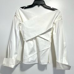 Brand New, Super Couture White Theory Off-Shoulder Wrapped Top With Fitted Body And Puffed Sleeves. Gorgeous Shape With Tags Still Attached. Minor Make Up Marks (Example Picture Included) Which Can Easily Be Cleaned And Removed, I Just Have Not Since Tags Are Still Attached. Major Discount To Accommodate! Truly Stunning Top. Chic Off-shoulder Top For Spring Workwear, Chic Spring Off-shoulder Top For Work, Chic Off-shoulder Top For Work In Spring, Spring Fitted Off-shoulder Top For Workwear, Fitted Off-shoulder Top For Spring Workwear, White Fitted Off-shoulder Top For Brunch, White Off-shoulder Blouse For Work, Elegant Spring Off-shoulder Top With Foldover, White One-shoulder Blouse For Work