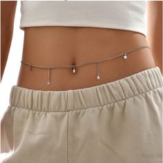 New Sterling Silver Hanging Starlight Boho Waist Belly Chain Belt Brand New Sterling Silver Hanging Starlight Bohemian Waist Belly Chain Belt This Is The Perfect Belly Chain For Those Bikini Ready Bodies! Or You Could Even Use It Over A Sleek Black Dress To Add A Little Bling Bling To Your Wardrobe! Comes With A Free Gift! If You Like This Item, Don’t Wait For Me To Drop The Price, Make Me An Offer Now! Bundle, And Get A Shipping Discount! Sales At Top Of Closet This Item Could Be Free! - I’m A Waist Chain With Jeans, Outfits With Waist Chain, Waist Chain Ideas, Waist Chain Aesthetic, Waist Chain Outfit, Silver Waist Chain, Jóias Body Chains, Sleek Black Dress, Chain Outfit