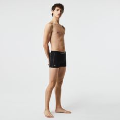 Athletic accents and a technical material are the distinctive features of these signature trunks. Crafted in mesh with Dryfit technology, they offer breathable comfort and a tailored hold. Emphasized by contrast piping and a lettered elasticized waistband, this is a winning pair. Male Ponytail, Lacoste France, Body Study, Fashion Model Poses, Body Reference Poses