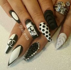 Love the black and white look Cheetah Acrylic Nails, White Stiletto Nails, Sns Nails Colors, Crazy Nail Designs, Neon Nail Designs, Sns Nails, Nails Colors, Leopard Nails