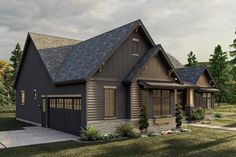 this is a computer rendering of the front elevation of these craftsman style homeplans