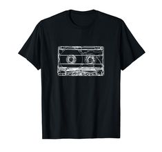 a black t - shirt with an audio cassette on it