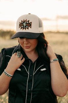 This is the cutest cotton trucker hat! Perfect for anyone that wants to add a cute western flare to their wardrobe Glitter thread around the neon rodeo embroidery gives it an extra flare!   Black and cream  adjustable snap back Western Style Curved Brim Baseball Cap For Rodeo, Western Style Baseball Cap With Curved Brim For Rodeo, Western Style Baseball Cap With Short Brim, Trendy Hats For Country Concerts In Summer, Trendy Summer Hats For Country Concerts, Trendy Hats For Summer Country Concerts, Western Snapback Hat With Curved Brim For Rodeo, Western Style Snapback Hat For Spring, Western Style Baseball Cap For Country Events